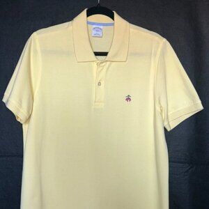Brooks Brothers Mens Polo Shirt Large Yellow Supima Cotton Sheep Logo Short